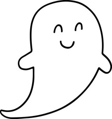 Fototapeta premium Cute doodle halloween ghost. Simple coloring card holidays design element, nursing