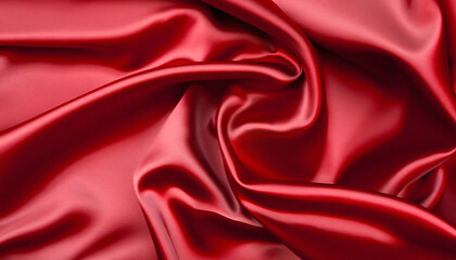 Elegant Drapery: Silky Red Satin Fabric Texture | AI-Generated Background