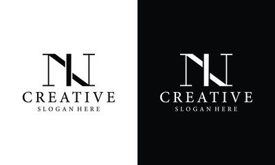 Unique creative simple fashion brand black and white N with I letter based initial logo icon