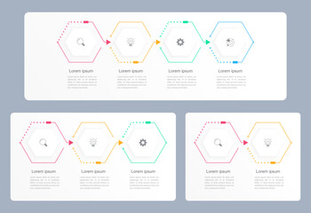 Sale project infographic chart design template set. Editable infochart with icons. Instructional graphics with options, steps sequence. Visual data presentation. Arial, Merriweather Sans fonts used