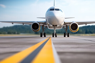 Fototapeta na wymiar AI aircraft take off or arrived on the airport runway
