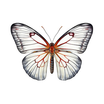 Eastern black veined white butterfly -  Aporia crataegi. Transparent PNG. Generative AI