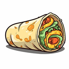 Burritos hand-drawn illustration. Mexican burrito wrap. Vector doodle style cartoon illustration - obrazy, fototapety, plakaty