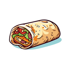 Burritos hand-drawn illustration. Mexican burrito wrap. Vector doodle style cartoon illustration - obrazy, fototapety, plakaty