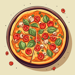 Pizza hand-drawn illustration. Italian pizza. Vector doodle style cartoon illustration