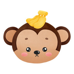 Monkey face with a banana on its head
