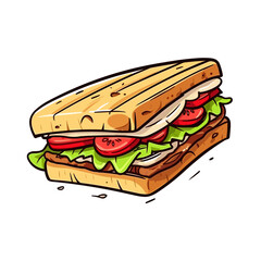 Sandwich hand-drawn illustration. Club sandwich. Vector doodle style cartoon illustration