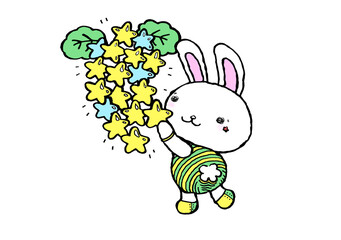 空飛ぶスターうさぎちゃん星のおはな摘み