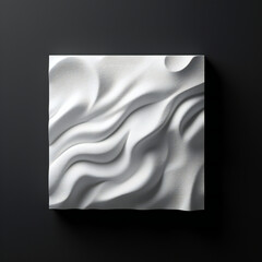 White 3d abstract minimalist art on black background. Generative AI.