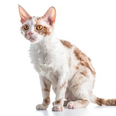 Devon Rex cat isolated on white background. Generative AI