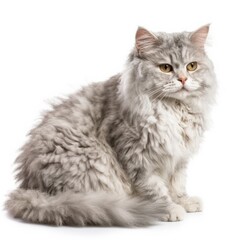 Selkirk Rex cat cat isolated on white background. Generative AI