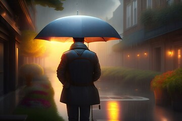 man under an umbrella