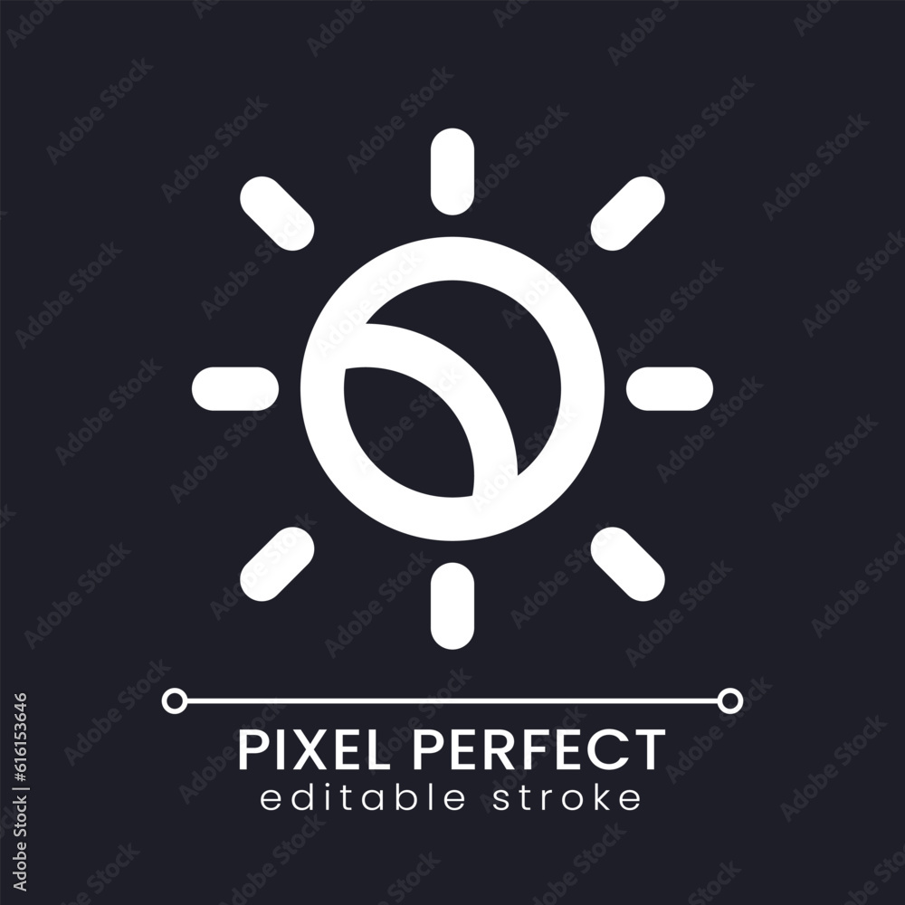 Poster lightness level pixel perfect white linear ui icon for dark theme. color scale. adjust video lightin