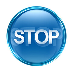 Stop icon blue, isolated on white background