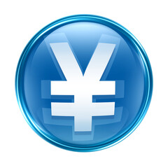 Yen icon blue, isolated on white background