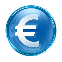 Euro icon blue, isolated on white background