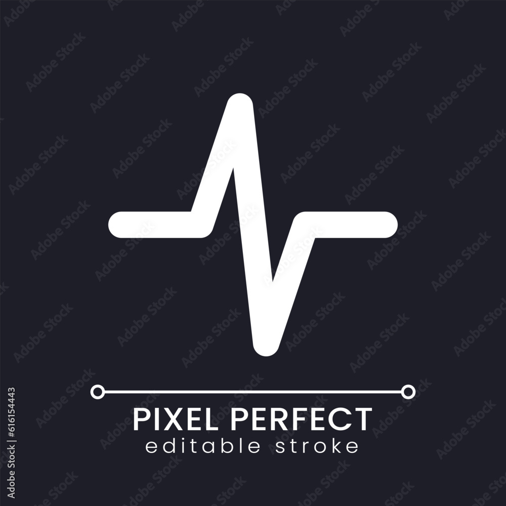 Poster heartbeat animation effect pixel perfect white linear ui icon for dark theme. video editing feature.
