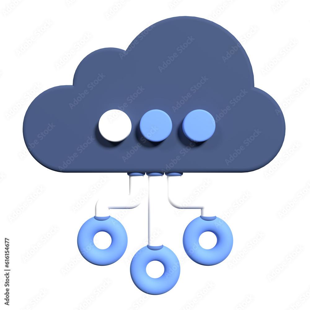 Poster 3d cloud computing technology. cloud storage technology and online data storage. 3d render illustrat
