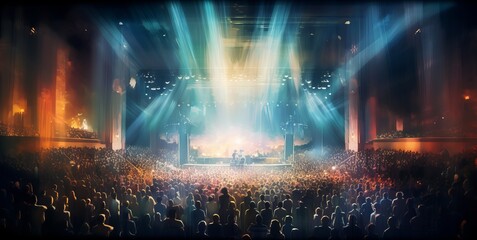 Obraz na płótnie Canvas crowd at a concert with bright light