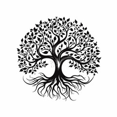 Obraz premium Artistic tree with roots visible in black and white
