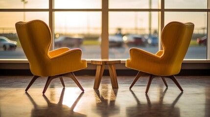 chairs in an airport waiting room