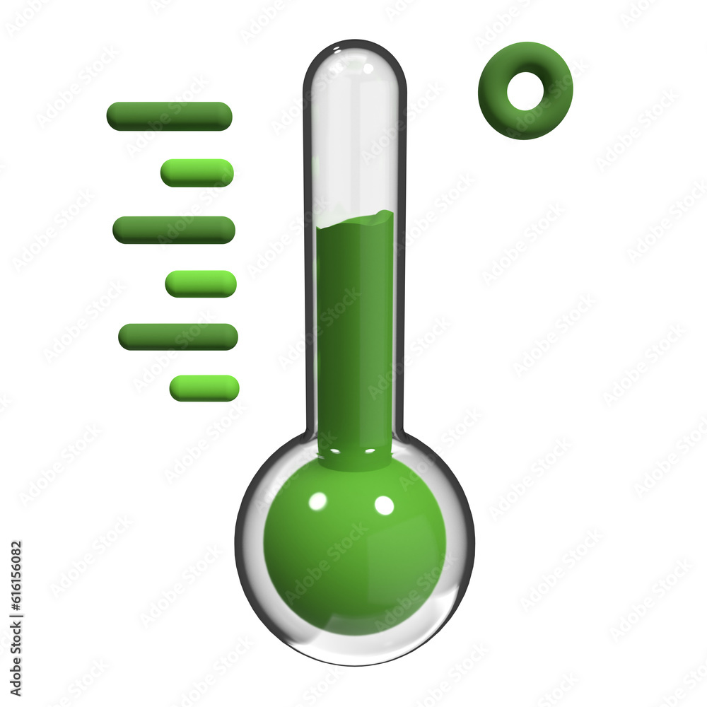 Poster 3d render of thermometer. 3d glass thermometer. ecology theme. 3d rendering illustration