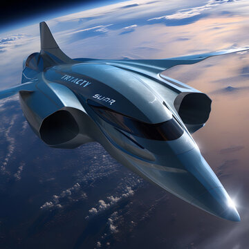 High-Flying Scramjet with Earth Background, Generative AI