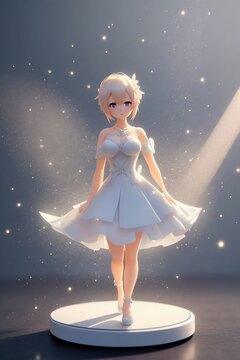 Weibliche Anime Figur auf einem Podest