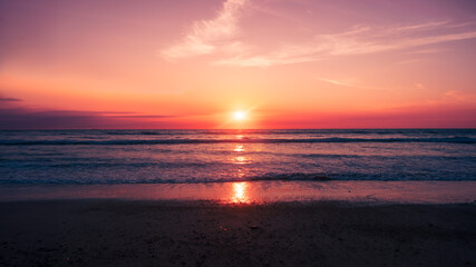 Fototapeta na wymiar Beautiful sunset tropical summer beach landscape background.