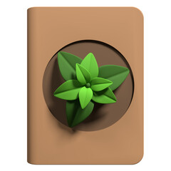 Ecology book 3d render icon. 3d render book icon. 3d rendering illustration