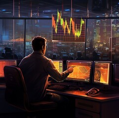 businessman working on laptop Bitcoin Trading Illustration: Enhance Your Projects with Adobe Stock