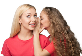 Portrait of Two Girlfriends , Sisters Gossiping
