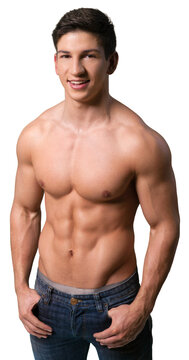 Handsome young muscular man with big muscles