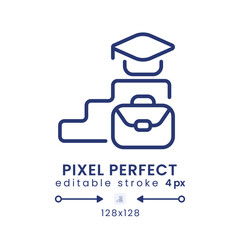 Learning and development linear desktop icon. Employee training software. Pixel perfect 128x128, outline 4px. GUI, UX design. Isolated user interface element for website. Editable stroke