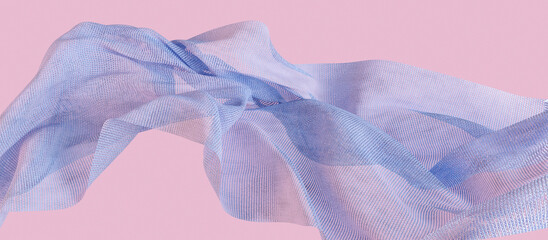 Flying weave fabric shape 3d rendering illustration.