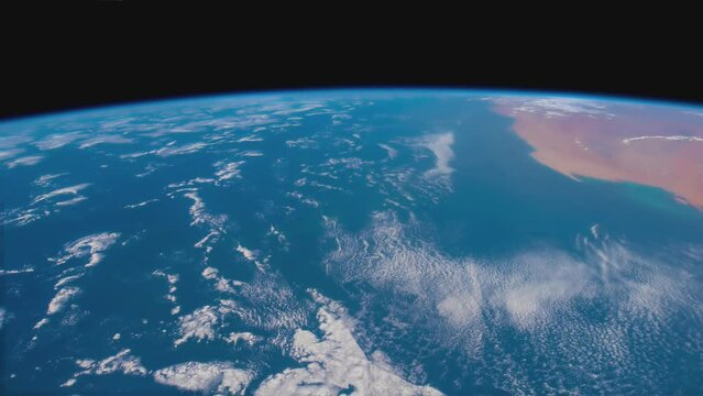 Earth from space. Flight over the Earth time lapse. Planet Earth seen from the ISS. Elements of this image furnished by NASA.