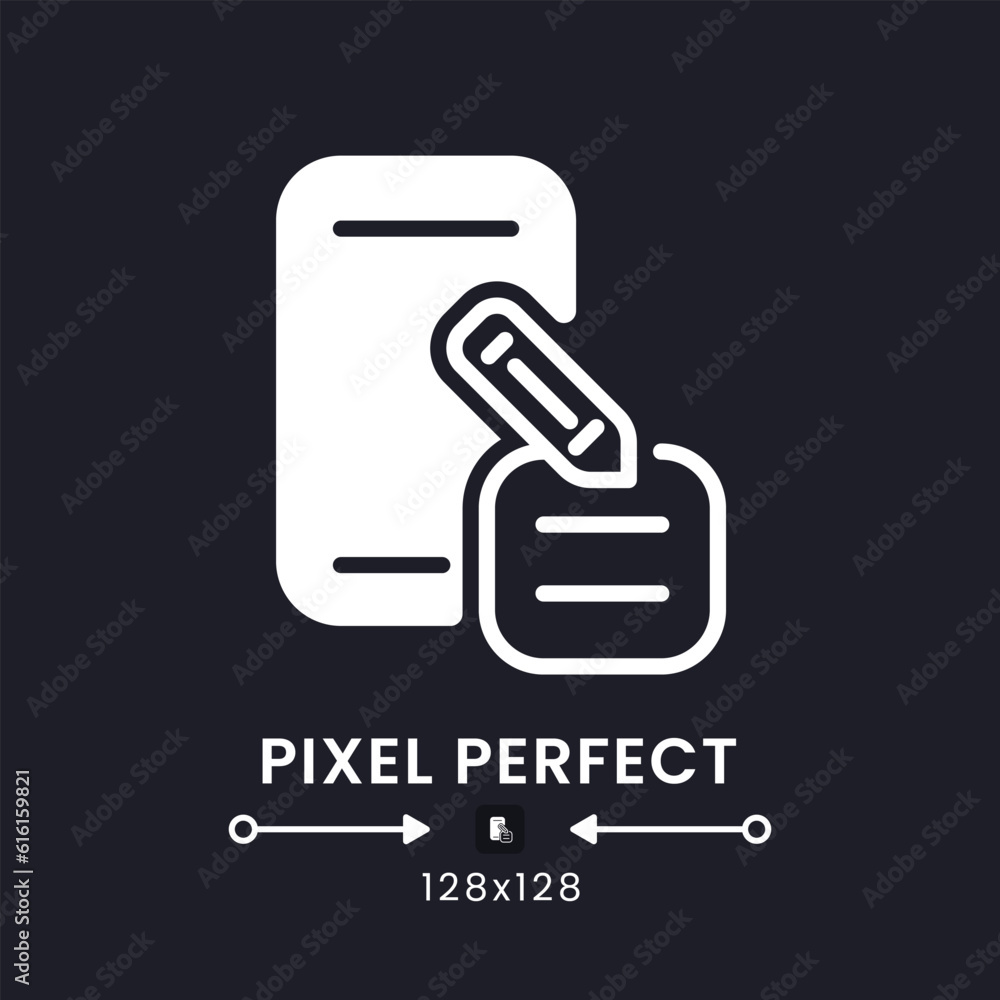 Aufkleber note taking apps white solid desktop icon. digital tool. business productivity. pixel perfect 128x12