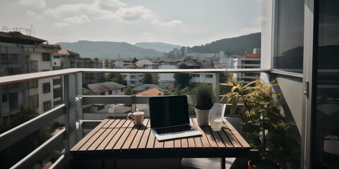 Remote Working Setup Urban Getaway, Generative AI