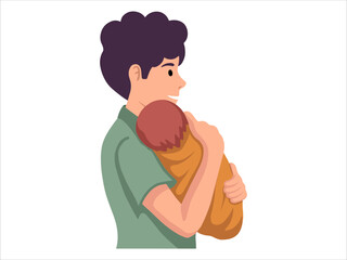 Dad holding baby or People Character illustration