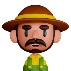 Cute farmer 3d cartoon icon illustration