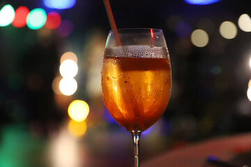 Origial typical italian beverage, aperol aperitif made with prosecco sparkling white wine