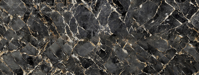 Large wide dark portoro ornamental marble slab texture
