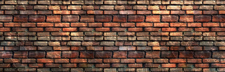 Wide vintage colorful brick wall texture