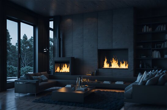 Comedor con chimenea