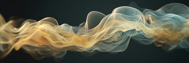 Mesmerizing Blue And Yellow Smoke On Black Background With White Accents - Stunning Stock Photo For Graphic Design And Marketing Needs 3D Generative Art Animation Still  Generative AI