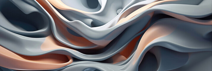 Stunning Artistic Picture Of Blue And Orange Wavy Surface With White And Gray Background And Black Border - High-Quality Stock Photo 3D Generative Art Animation Still  Generative AI