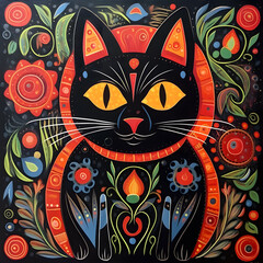Colorful cat illustration.