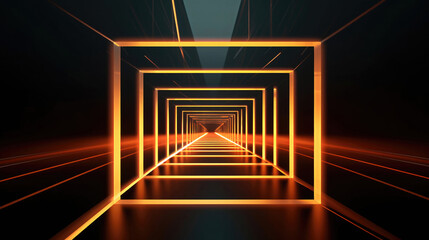 Fototapeta na wymiar Captivating Stock Photo Of A Long Tunnel With Bright Lights And A Yellow Glow - Perfect For Nightlife, Entertainment, And Abstract Concepts 3D Generative Art Animation Still Generative AI