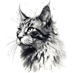 Cat head sketch painting.