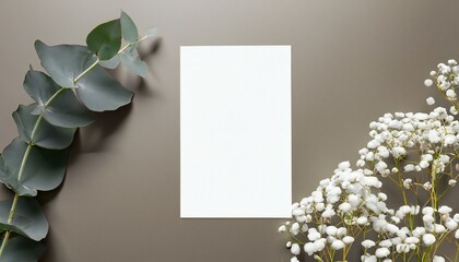 flat lay white paper mockup on workspace